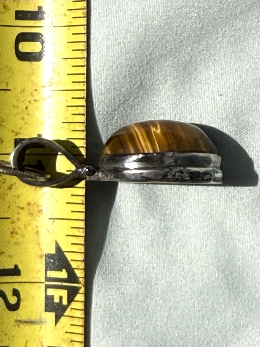 Tiger's Eye Oval Pendant set in Sterling with Sterling Chain - Picture 4 of 7